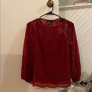 Maroon lace cami eyelet top